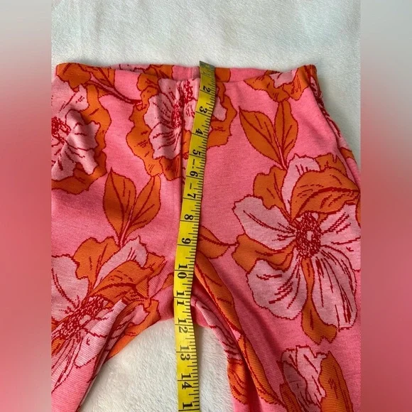 Zara High Waist Elastic Pink and Orange Floral Pants Size Small - Picture 4 of 10